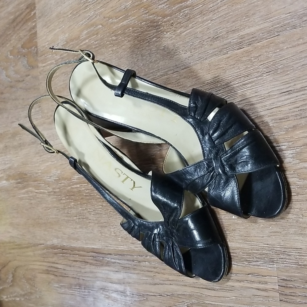 (7) Dynasty Made in Italy Vacation Evening European Leather Peep Toe Slingback